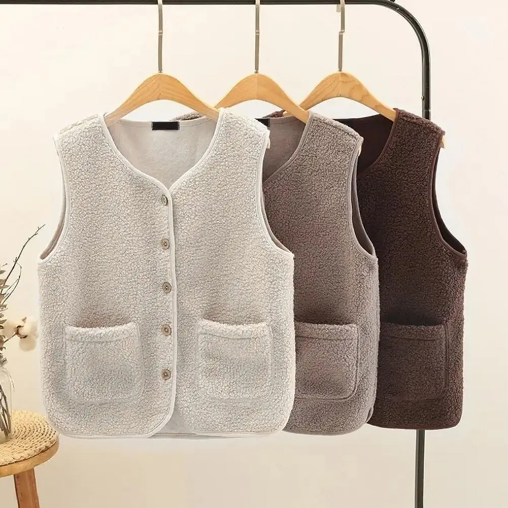 

Warm Fleece Vest with Pockets Cozy Women's Fleece Vest with Button Down Front Pockets Sleeveless for Casual for Fall for Outdoor