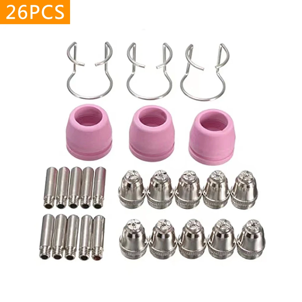 26PCS SG-55 AG-60 Plasma Cutter Cutting Torch Tip Nozzles Consumables Kit  electrode nozzles protective cases isolation blocks