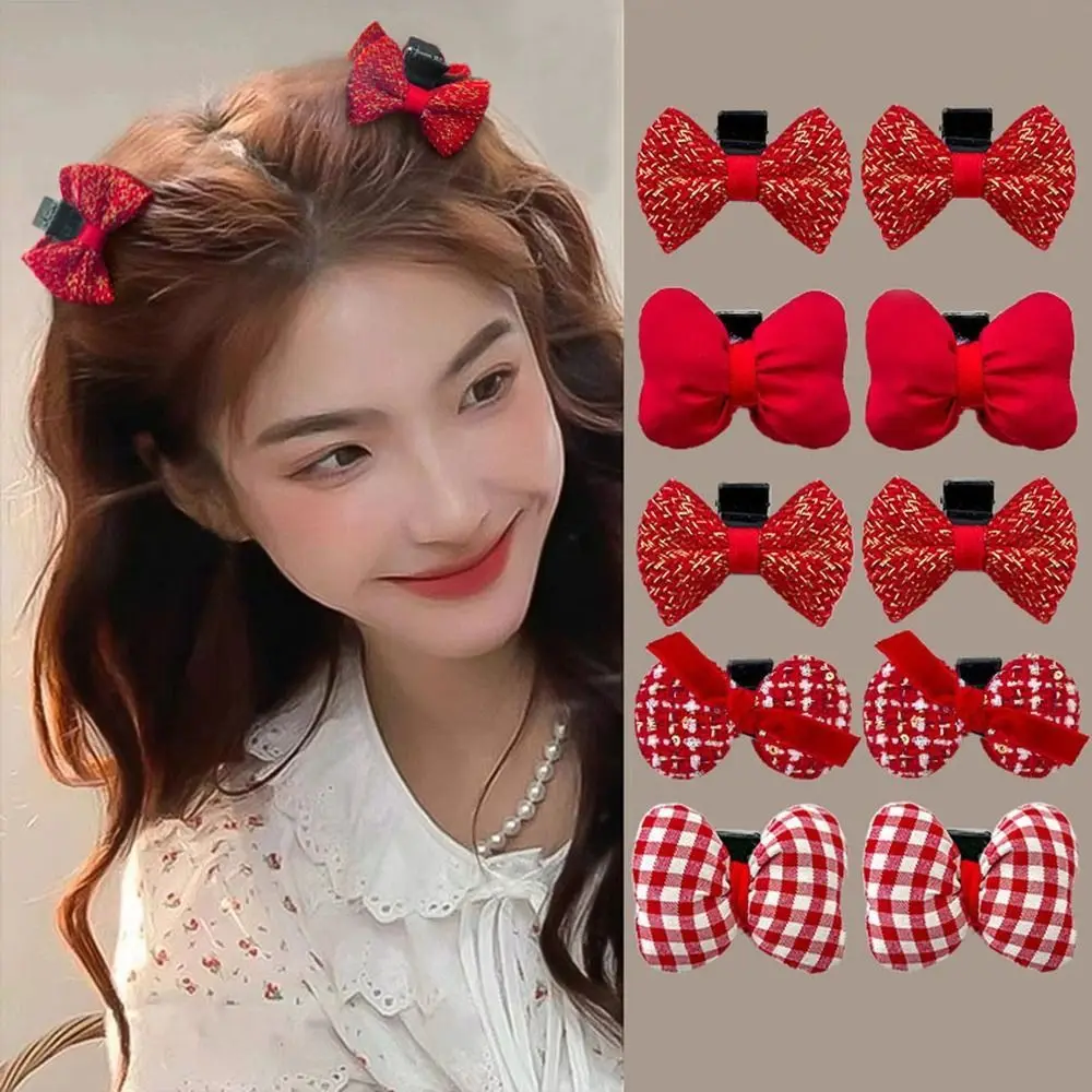 New Cloth Bow Hair Clip Headwear Hair Accessories Tassel Hairpin Red cure Hairclip Women Girl