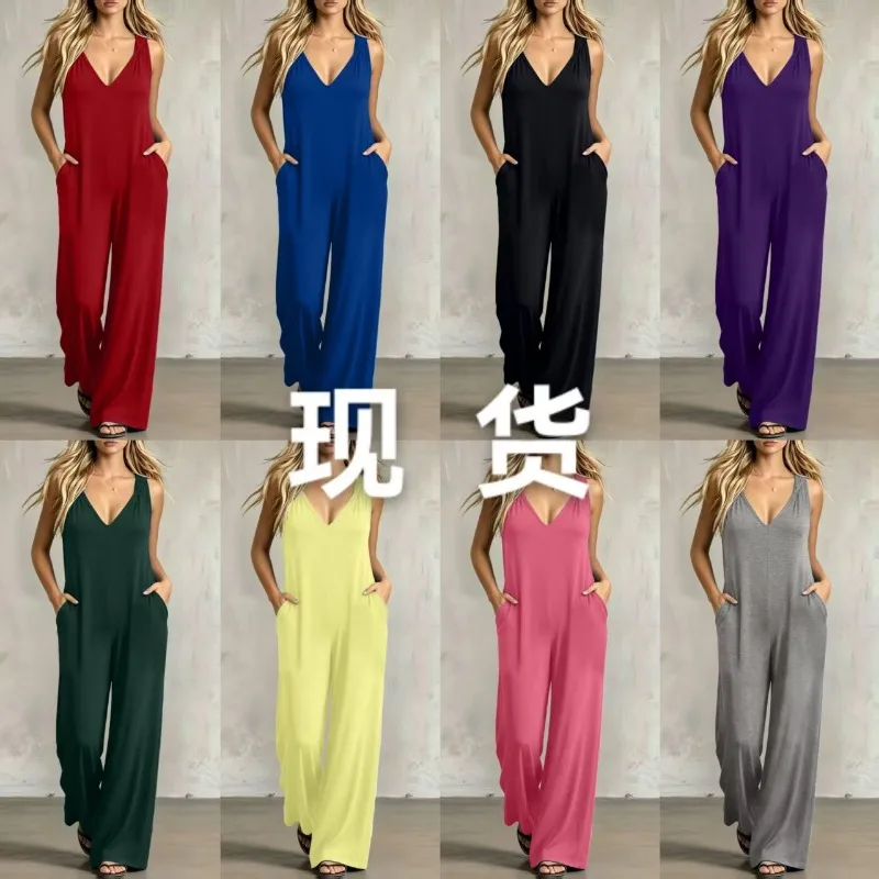 Summer New Hot Sale Casual Comfort Solid V-Neck Pocket Hooded Flowy Midi Dress Women EU US