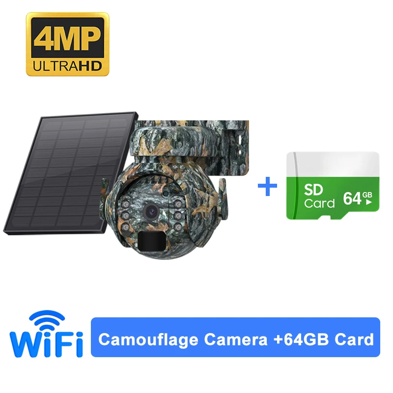SHIWOJIA Telecamera 4G Solare Esterna – Doppia Lente 8MP, Zoom Ibrido 12X, PTZ 360° Con Rilevamento PIR E Mimetica Per Installazione Nascosta