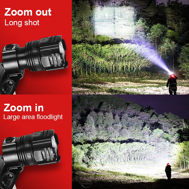 Ultra Powerful Led Headlamp 4 Core Headlight 18650 USB Rechargeable Head Flashlight High Power Camping Waterproof Front Head