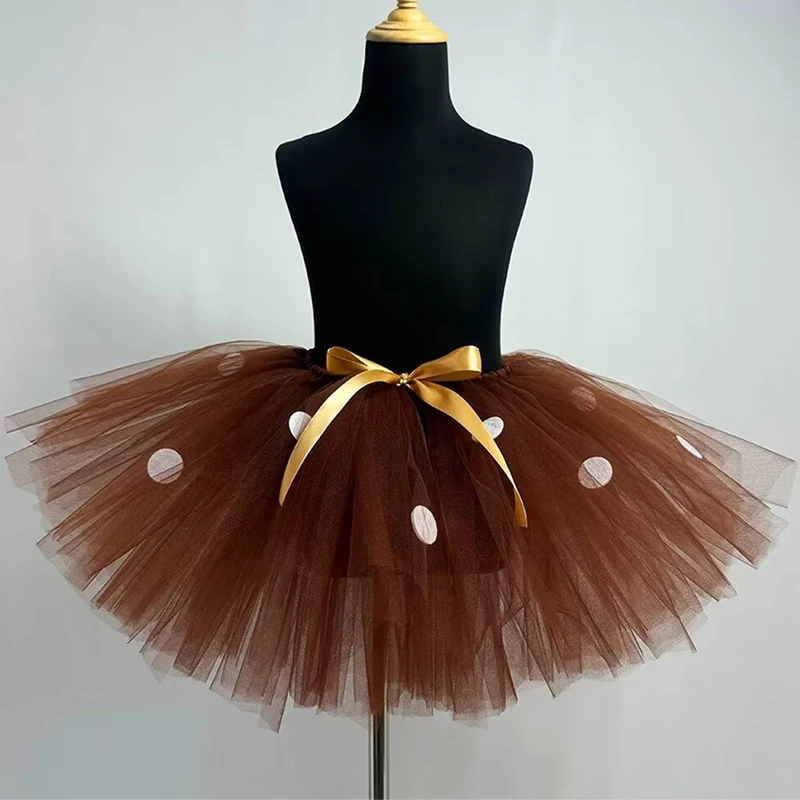 Deer Tutu Skirt Outfit for Baby Girls Christmas Reindeer Costume Toddler Kids New Year Clothes Child Birthday Tutus