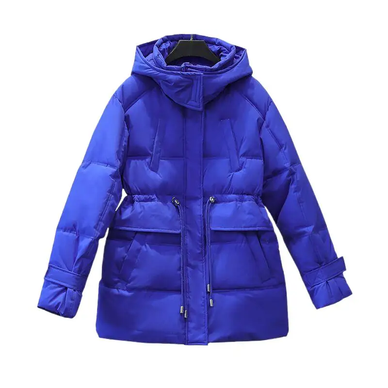 

Korean Winter Women's Down Jackets khaki Warm Cusual Coat Female streetwear Puffer Jacket t Plus Size blue Hooded lace up Parka