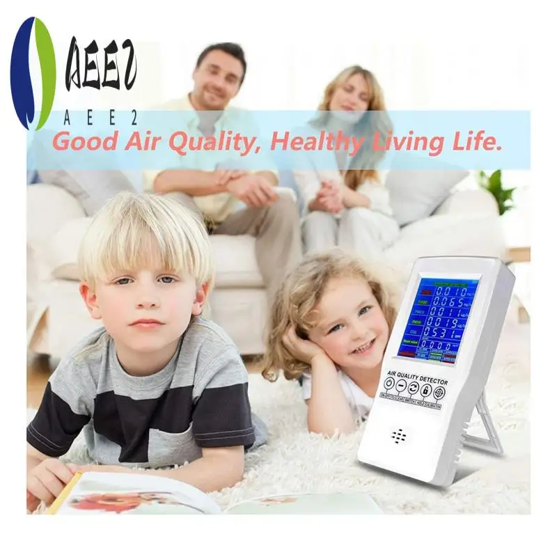 

AEE2-Air Quality Monitor Air Quality Tester For CO2 Formaldehyde(HCHO) TVOC PM2.5/PM10 Multifunctional Air
