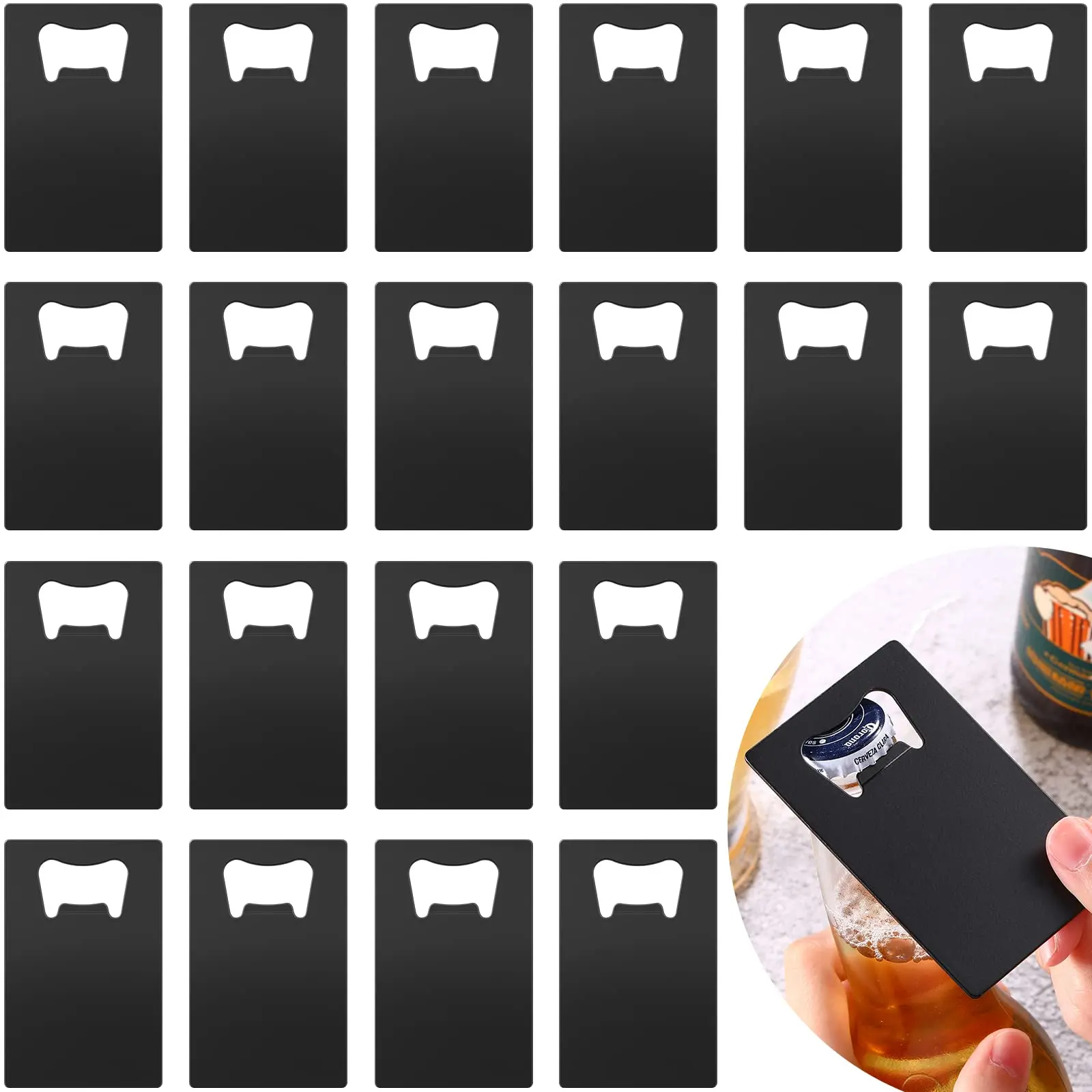 

30Pcs Beer Bottle Picker Opener Creative Pocket Metal Multifunction Credit Card Bottle Opener Black Stainless Steel