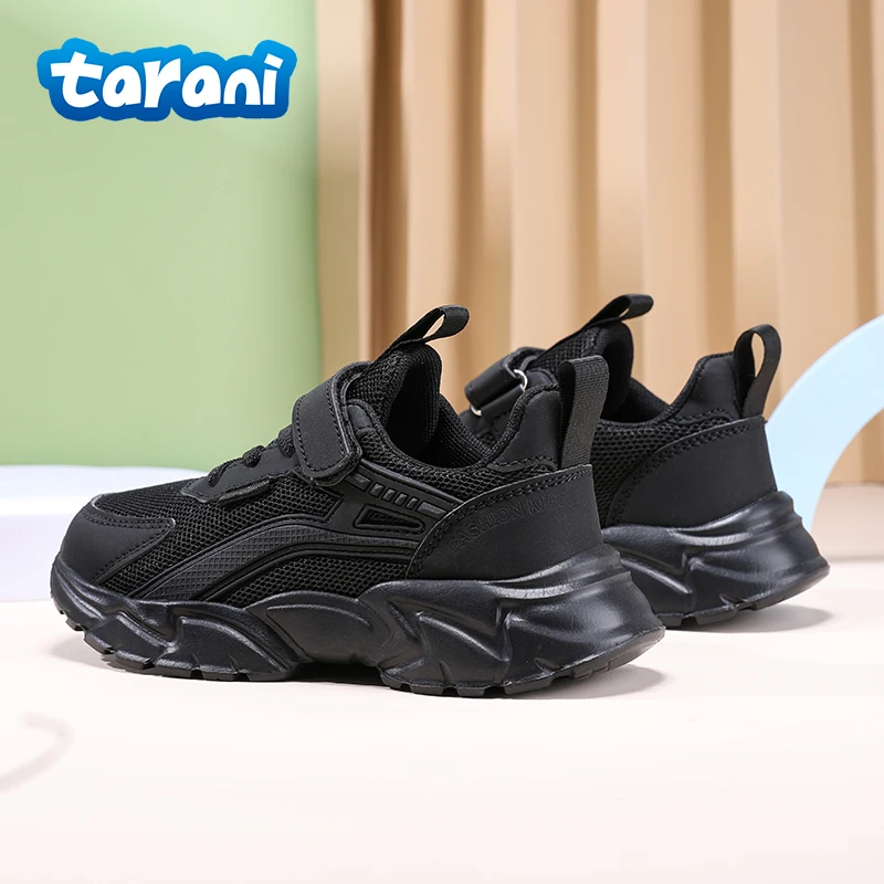 أحذية رياضية كاجوال سوداء للأطفال قابلة للتنفس، أحذية رياضية خفيفة الوزن للجري للأولاد والبنات، نعل غير قابل للانزلاق لعمر 5-12 سنة #2