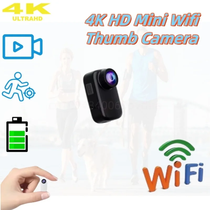 4K HD Mini Wifi Action Camera Portable Video Driving Recorders Thumb Magnetic Back Clip Anti-shake Pocket Cam Sports Camcorders