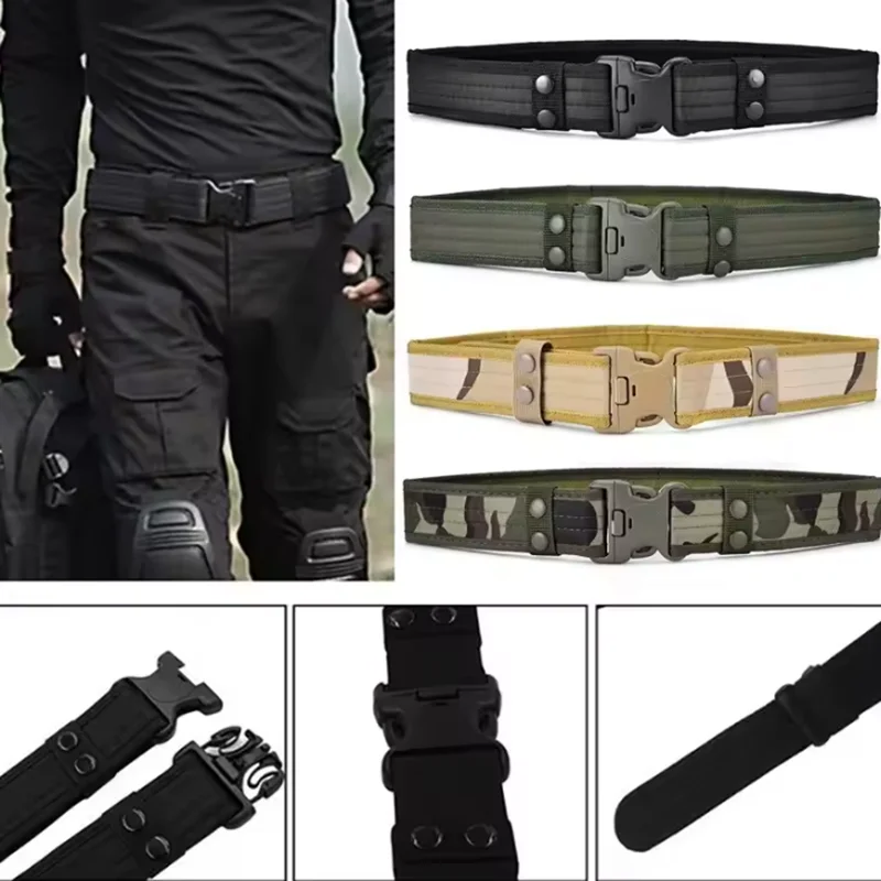 Outdoor Camouflage Tactical Belt Oxford Cloth Belt Men's Belt Mountaineering Belt Nylon Wide Waist Belt Work Belt Neutral Belts