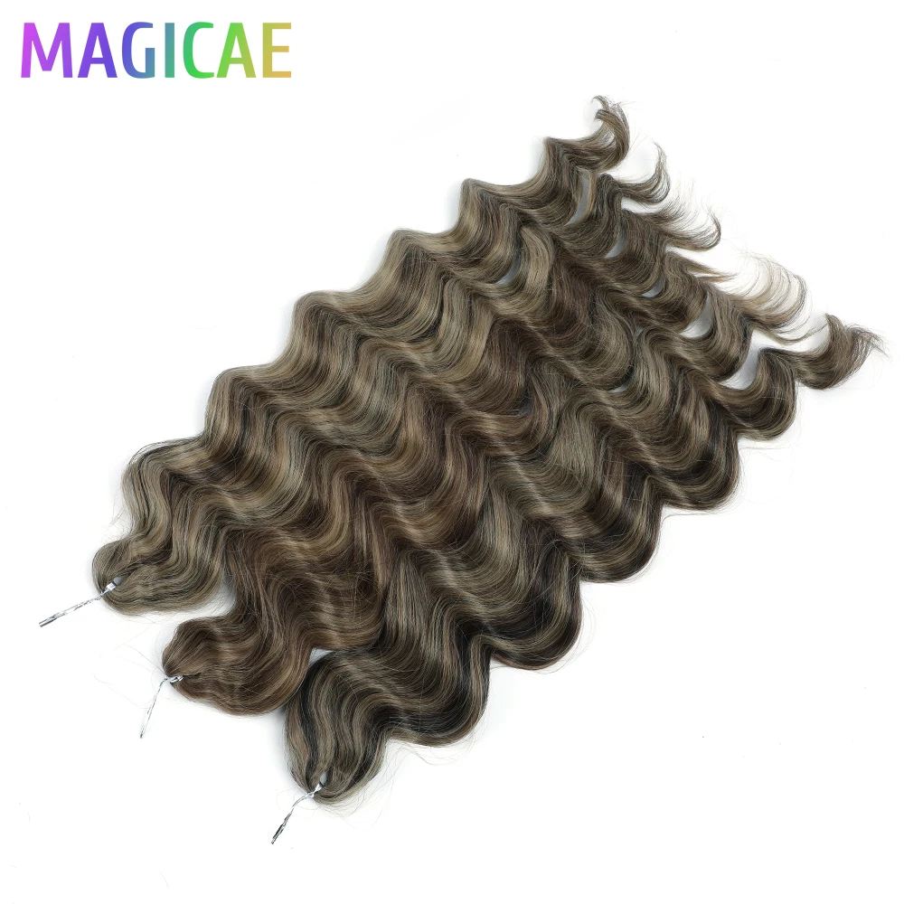 آنا 3 قطعة 28 بوصة 300 جرام فضفاض عميق مجعد الضفائر الكروشيه أومبير براون 24J الأشقر تسليط الضوء على تجديل ارتفاع درجة الحرارة الاصطناعية #2