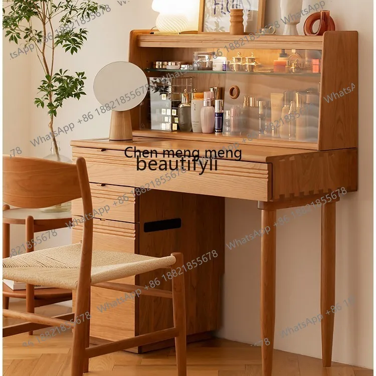 X Cherry Wood Dressing Table Bedroom Modern Simple Storage Makeup Table Solid Wood Makeup Storage Cabinet