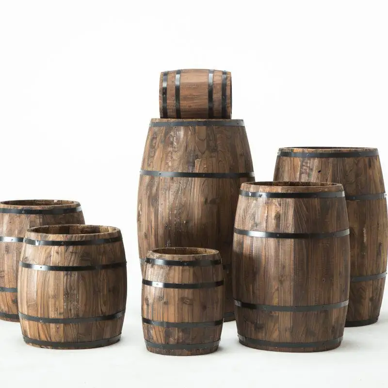 Factory Direct 2026 Oak wine barrel decoration wooden beer wine barrel bar solid wood wine barrel ornament exhibition wedding pr