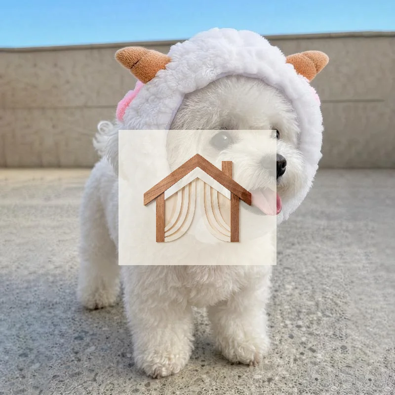 Funny Cat Caps Sheep Plush Pet Head Cover Cute Cat Small Dog Winter Warm Headwear Head Cover Cross Dressing Hat Cosplay Hat