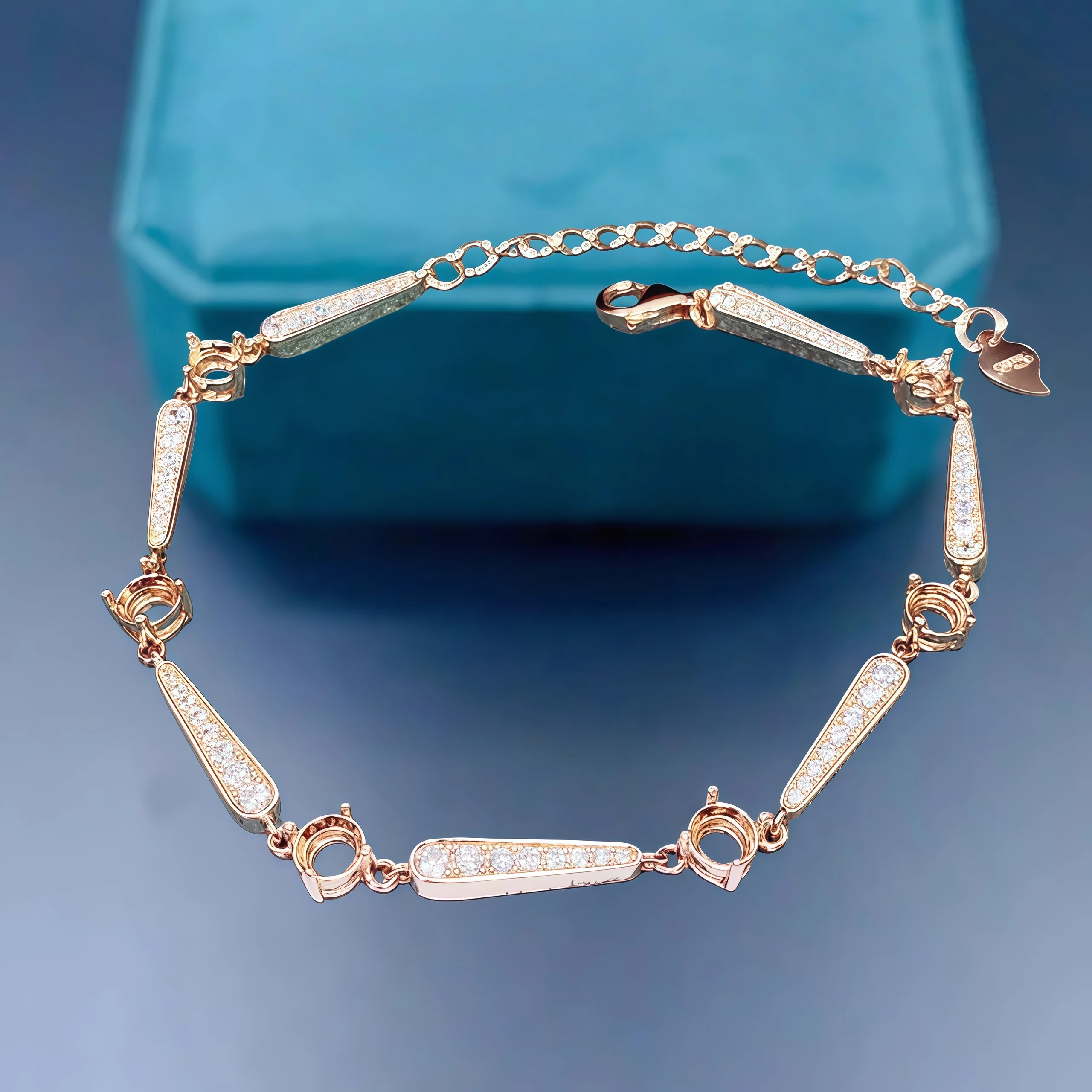 

Fashion DIY Empty Bracelet Holder S925 Sterling Silver 4mm Round Stone Fine Simple Design Charm Weddings Jewelry for Woman