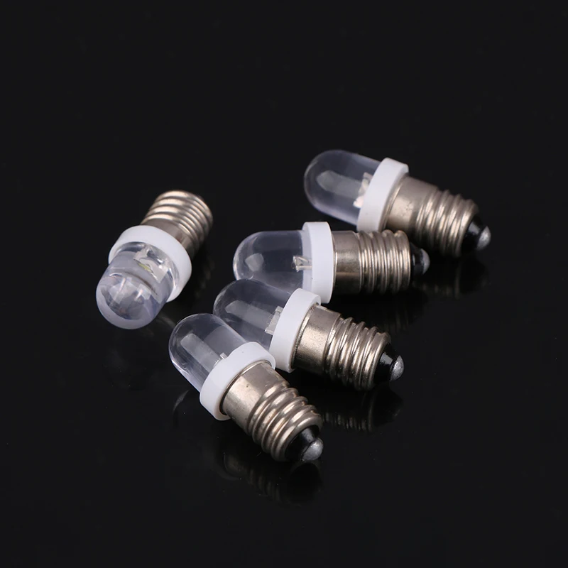 5Pcs E10 Led Bulb E10 DC 3V 6V 12V 24V Instrument Bulb E10 Indicator Bulb Old Fashioned Flashlight Torch DIY Work Mini Light