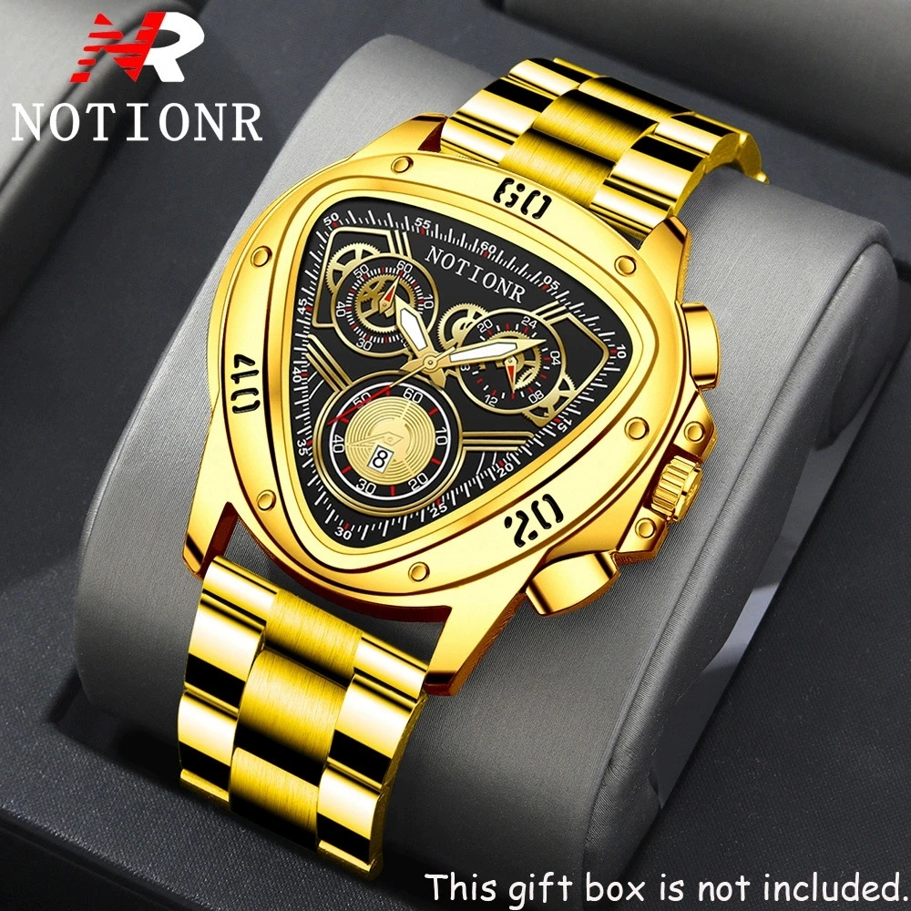 

New Fashion Luxury Man Triangl Business Watch Men Date Wristwatches Male Clock Stainless Steel Quartz Watches Reloj Hombre Gifts