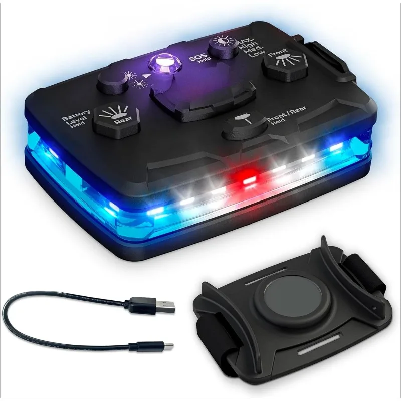 

ZZZh Elite Series Safety Light, Infrared-Hybrid - White/Blue Front & Blue Rear - Rechargeable, Magnetic, Hands-Free Wearable