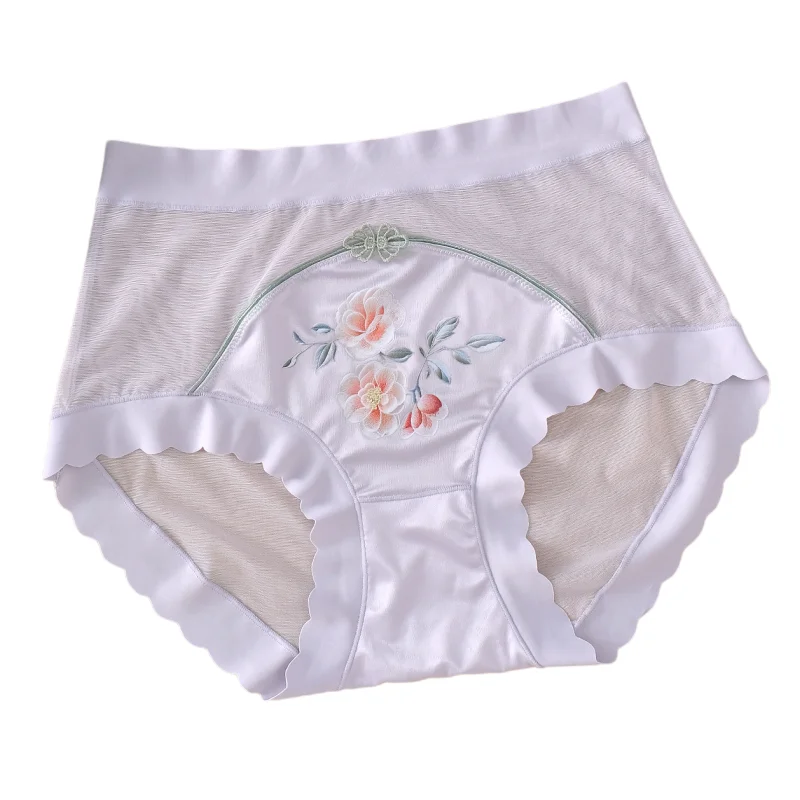 3PCS/Set Women's Panties  Chinese Style Embroidery Mesh Soft Flexible No Trace UnderwearPlus Size 5XL Female Underpants