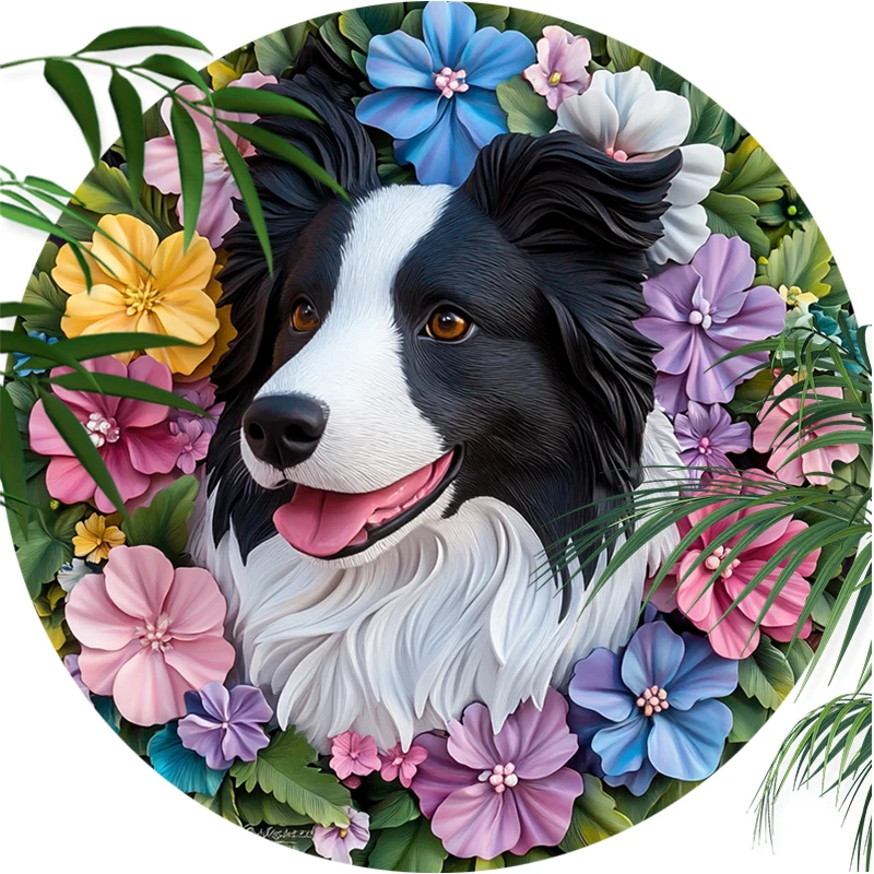 

Custom Border Collie Pet Ornaments - Waterproof Circular Aluminum Decorative Paintings | Perfect Christmas & Halloween Gifts