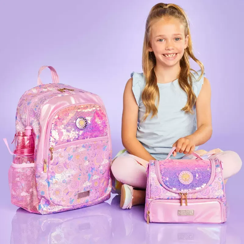 2024 New Australian Smiggle School Bag Student Stationery Pink Glitter Sun Goddess Backpack Lunch Bag Student Gift