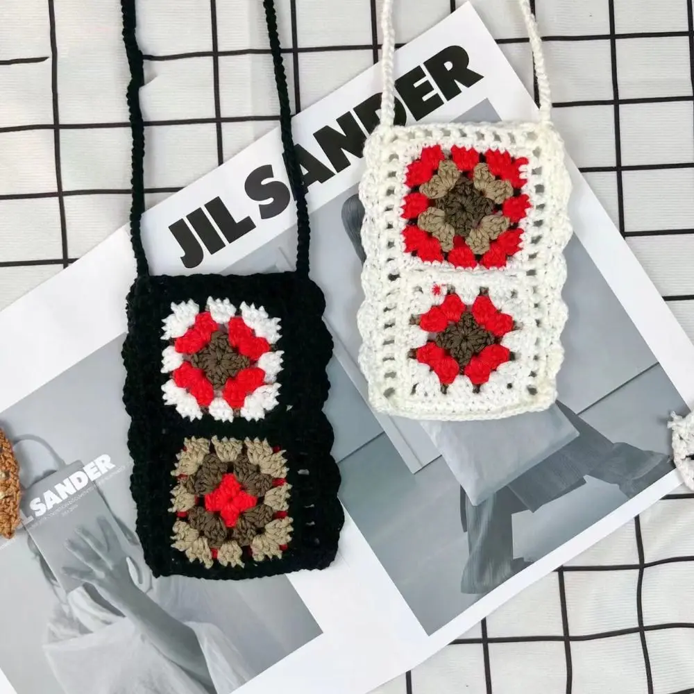 Knitting Woven Bag Fashion Ethnic Style Small Phone Bag Messenger Bag Women