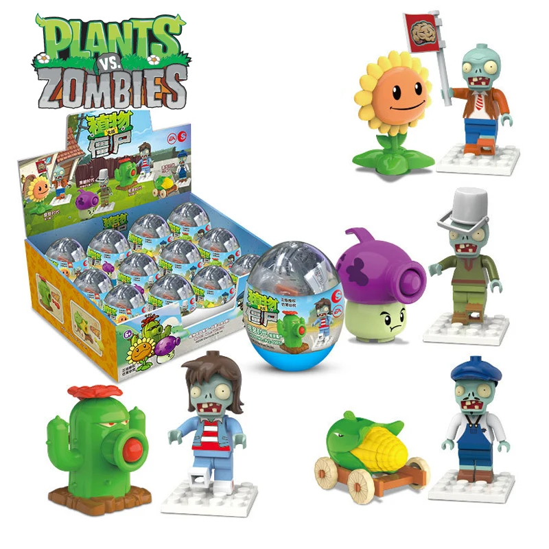 Piante vs. Zombies Anime Figure Peashooter Gatling BOSS Shooter modello in PVC Building Blocks giocattolo educativo regalo di compleanno per bambini