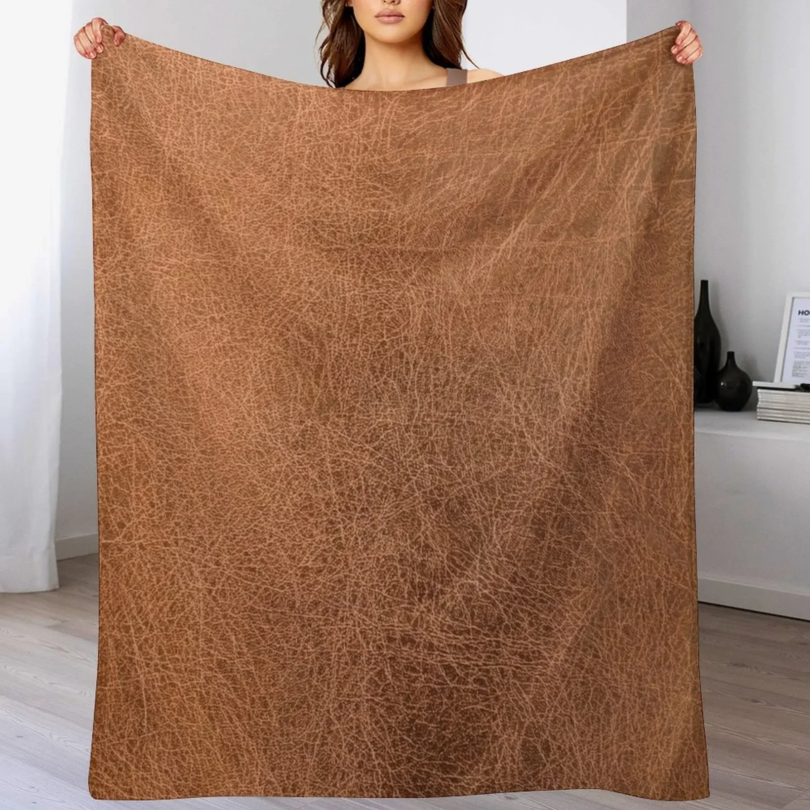 

Worn Brown Leather Look Throw Blanket Soft Bedroom Blanket for Night Sleeping