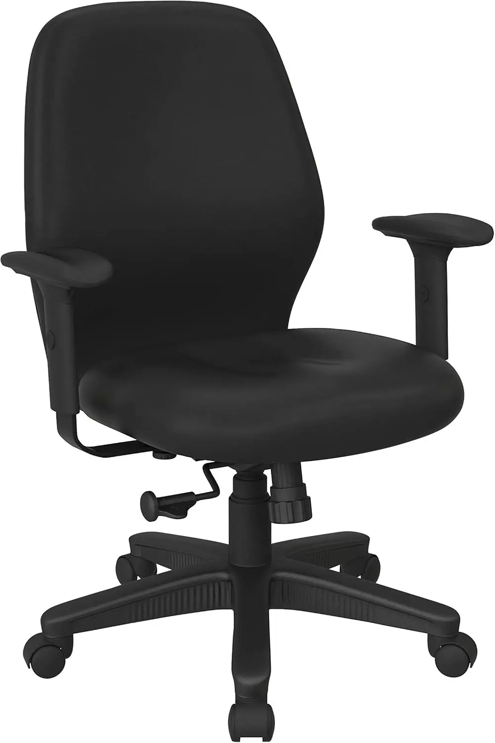 Office Star Ergonomic Mid Back Office Desk Chair With 2-To-1 Synchro Tilt Control And Adjustable Soft Padded Arms, Dillon Black