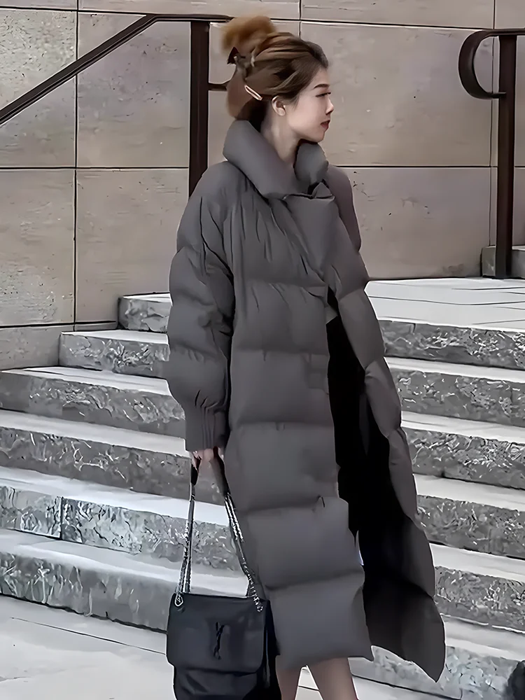 2024 invierno nuevo Faionable versátil Thiened Floing cuello grande blanco Du abajo Jaet mujer moda viaje Sle