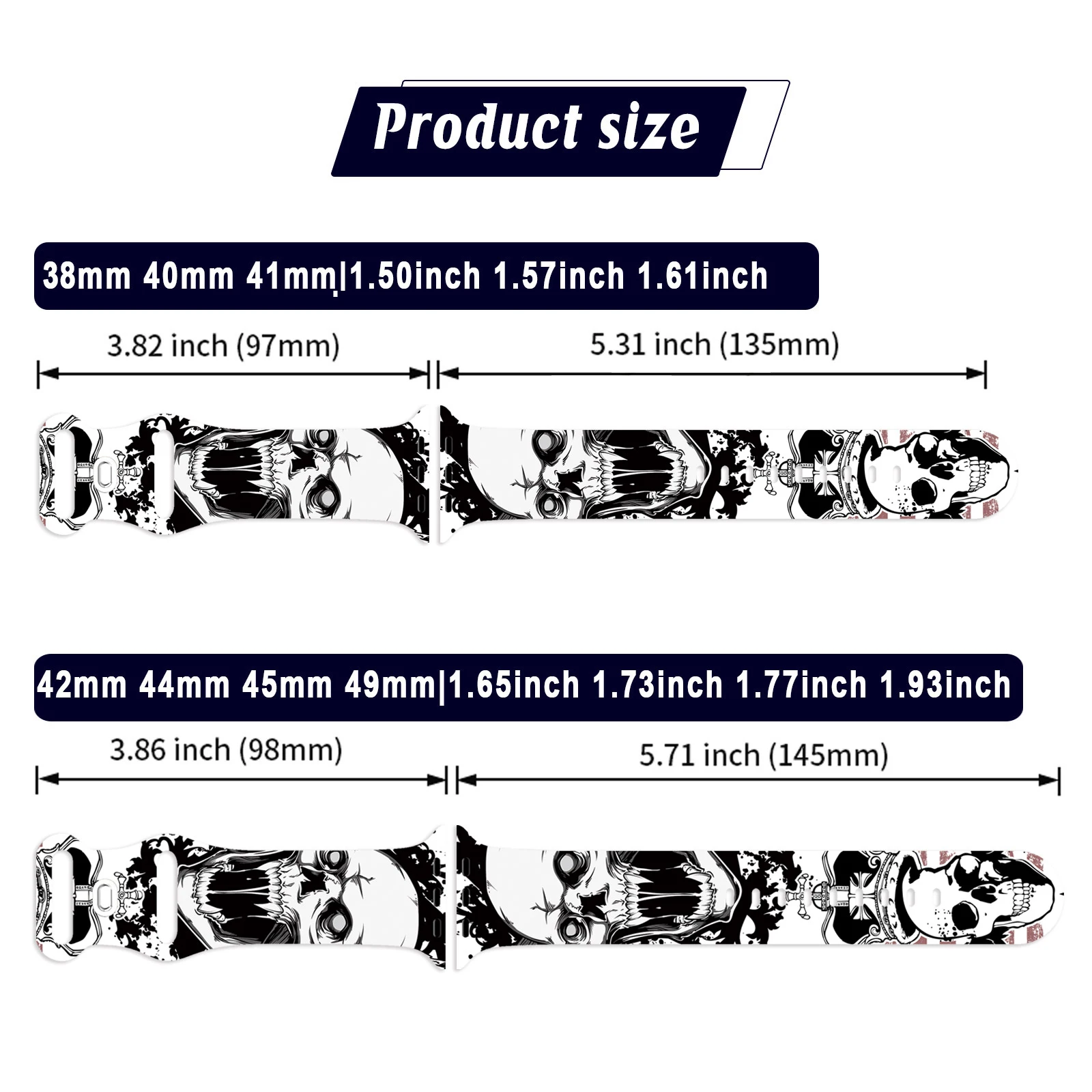 Blackened Skull Printed Strap for iWatch 10 9 8 Silicone Band for Apple Watch Replaceable Bracelet 46mm 44mm 42mm 41mm Watchband - Image 6