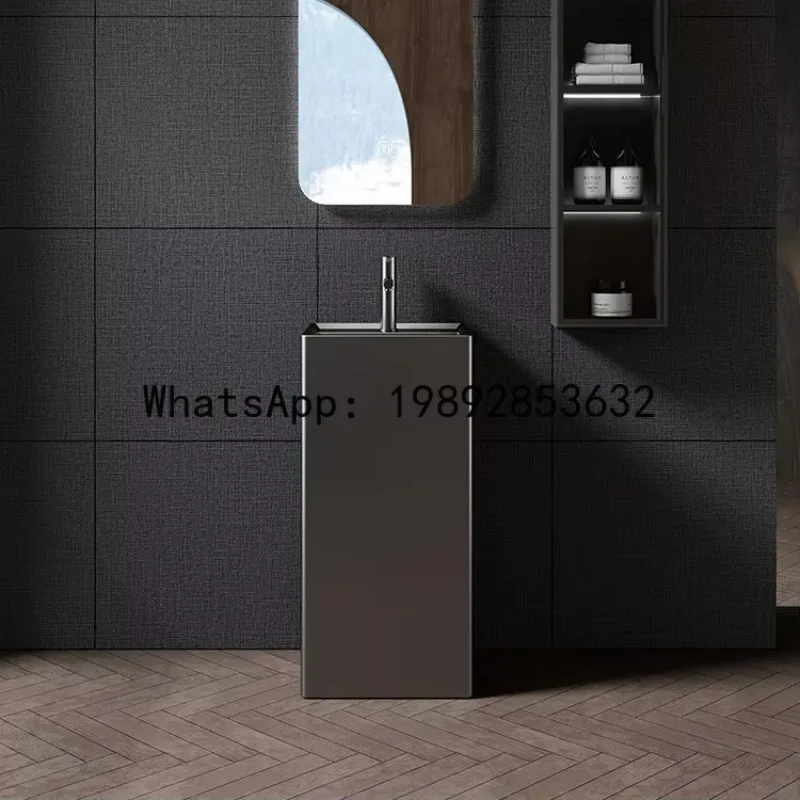 

a-15 gunmetal grey freestanding ceramic floor-mounted washbasin for balcony bathroom