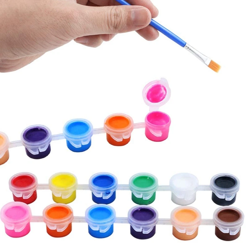 20 Strips 120 Pots Empty Paint Pots Strips Mini Clear Storage Containers And 20 Pcs Paint Brushes Painting Arts Crafts