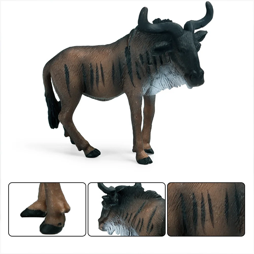 

African Wildebeest Model Animal Decoration Simulation Decorate Figurine Statue Pvc Imitated Models Kids Wildlife Toy