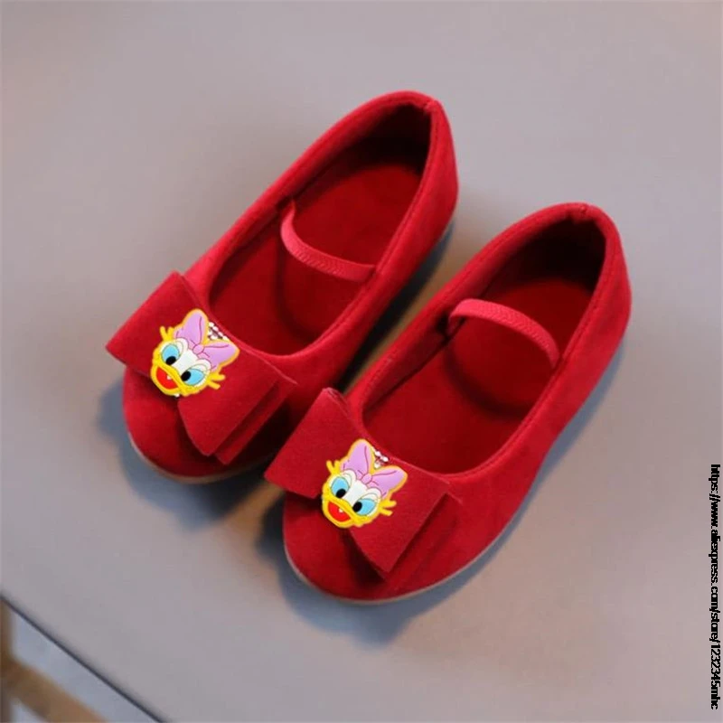 Disney Spirng Kids Sandals Mickey Minnie Bow Girls Princess Shoes Fashion Flats Dance Performance Shoes Children Sandals