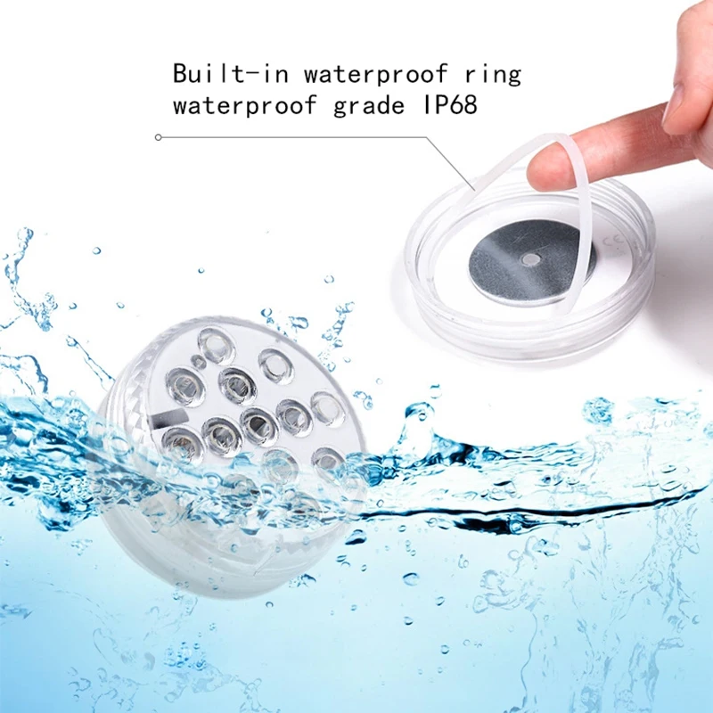 13 LED RGB Submersible Light With Magnet And Suction Cup Swimming Pool Light Underwater Led Light Night For Pond