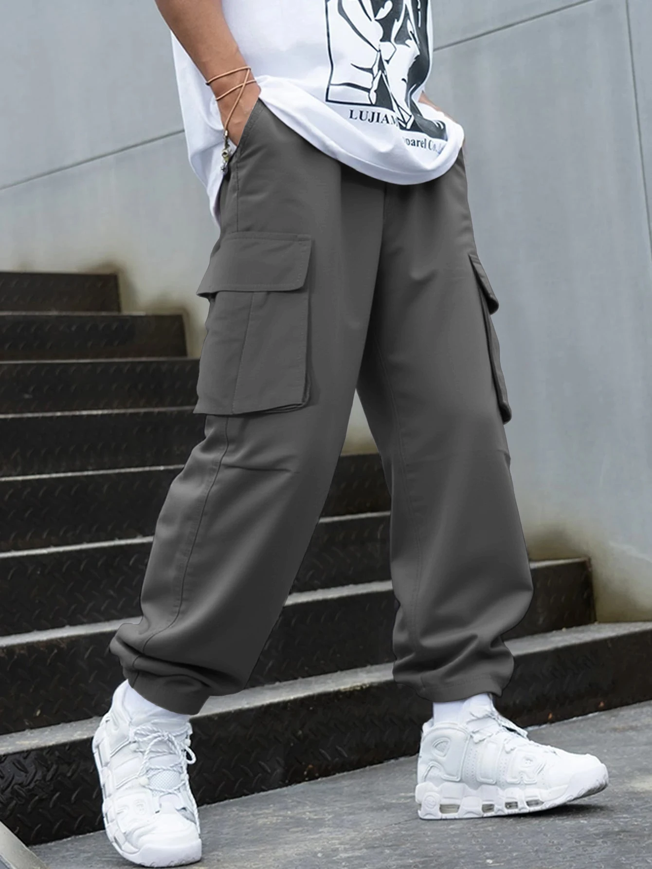 3D Pockets, Street-bombing Workwear, Trendy Functional Lacing, Loose-fitting Casual Pants, Men's Straight-cut Fashion