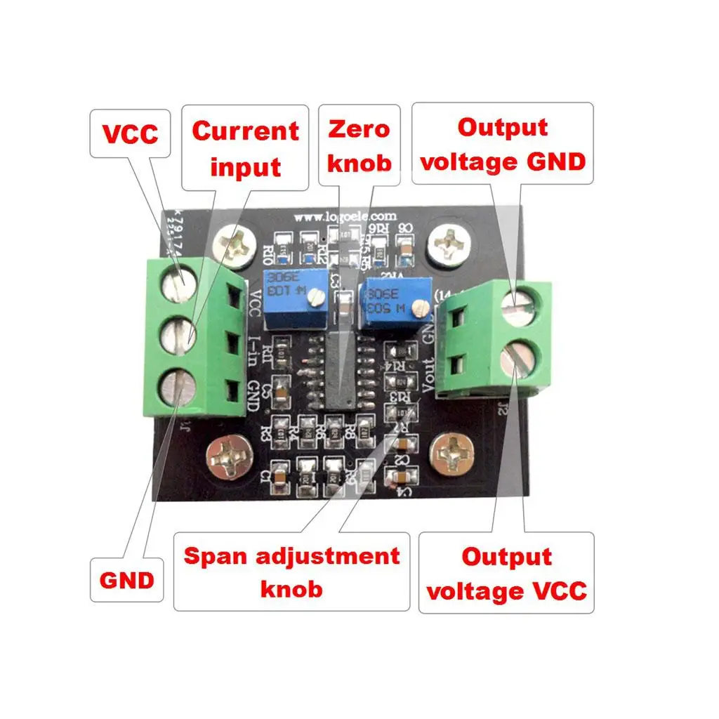 4-20ma to 0-10V Current to Voltage Transmitter Module with Base for Industrial Sensor Interface and Control