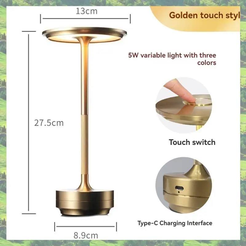 A59Z-مصابيح طاولة لاسلكية قابلة للشحن بطارية محمولة مصباح الطاولة 3 ألوان يعتم LED مصباح الطاولة للعشاء في الهواء الطلق #6