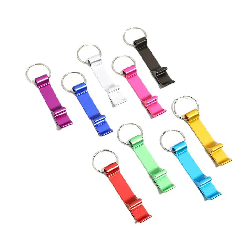 50/100Pcs Colored Bottle Opener Keychain Metal Beer Beverage Can Opener Keychain Aluminum Practical Flat Bottle Opener