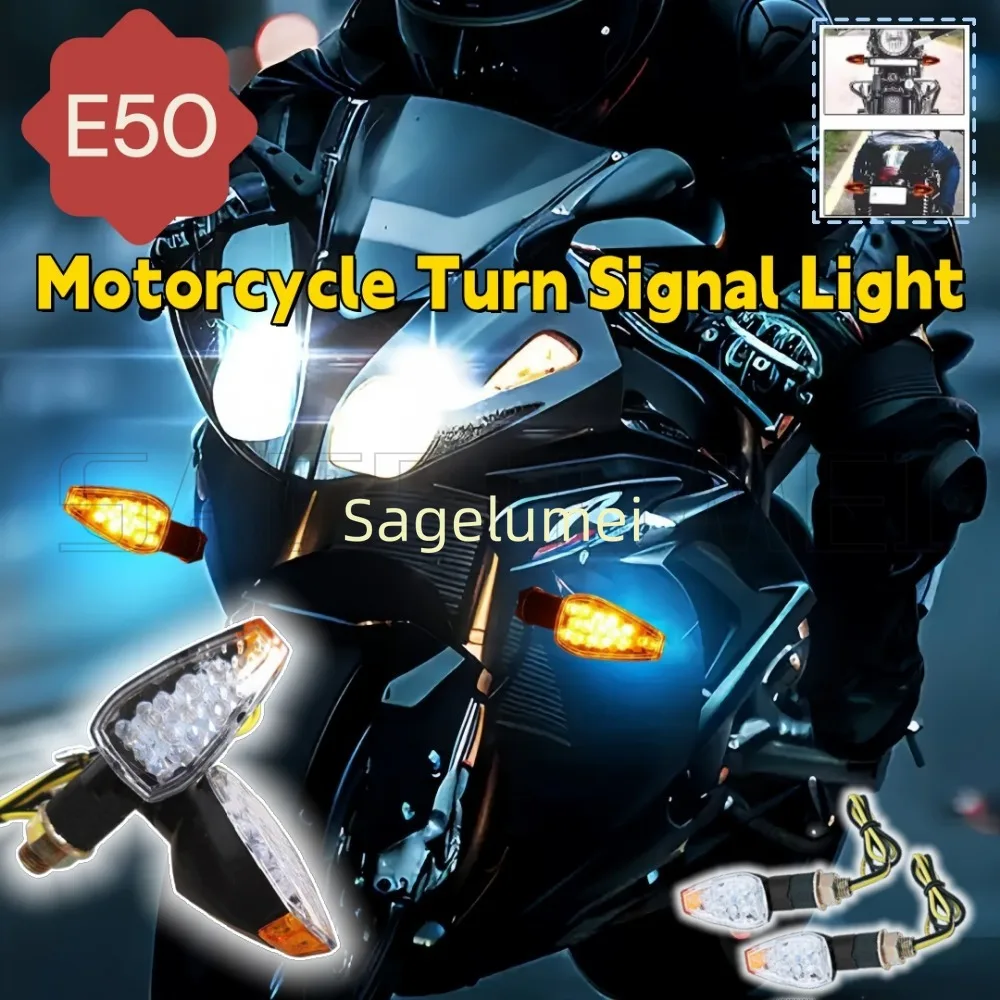 2PCS Universal 12V Motorcycle Turn Signals Light 14LED Turn Signal Indicator Amber Light Blinker LED Turn Signal Light 1 pair