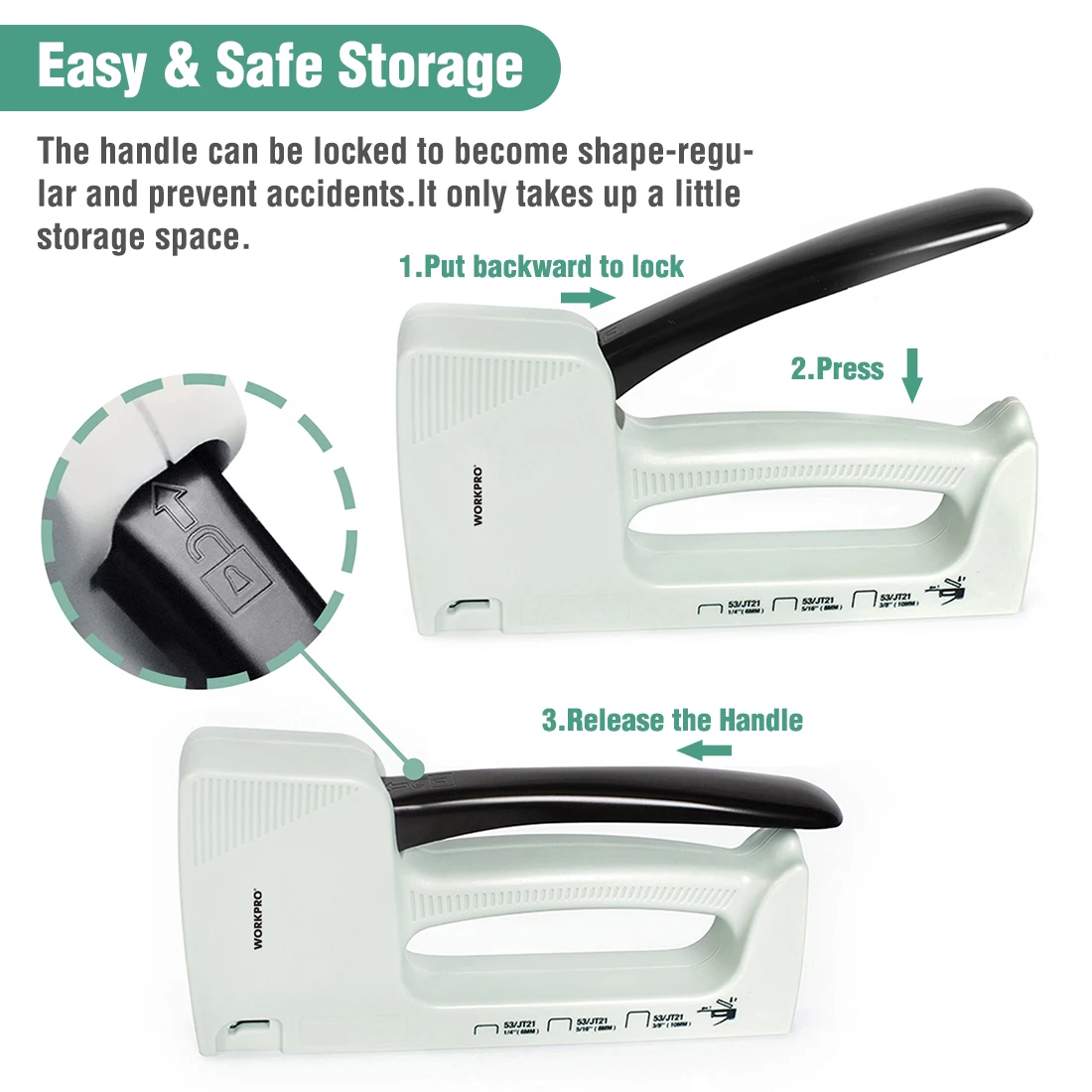 WORKPRO Upholstery Staple Gun, 3 in 1 Plastic Stapler Gun with 800 Staples for Wood, Upholstery, Carpentry, Decoration DIY