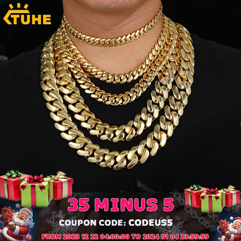 20mm Heavy Solid 18K Gold Plated Miami Cuban Link Chains Hip Hop Jewelry Choker Necklaces for Men Wholesale Price