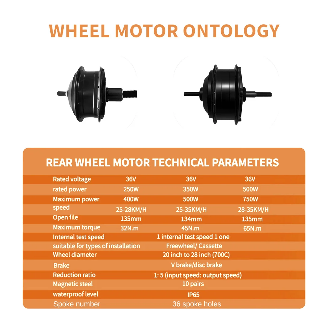 Kit motore mozzo ruota 36V 48V 250W 350W 500W motore mozzo Ebike motore posteriore cassetta conversione ruota libera Kit bicicletta elettrica