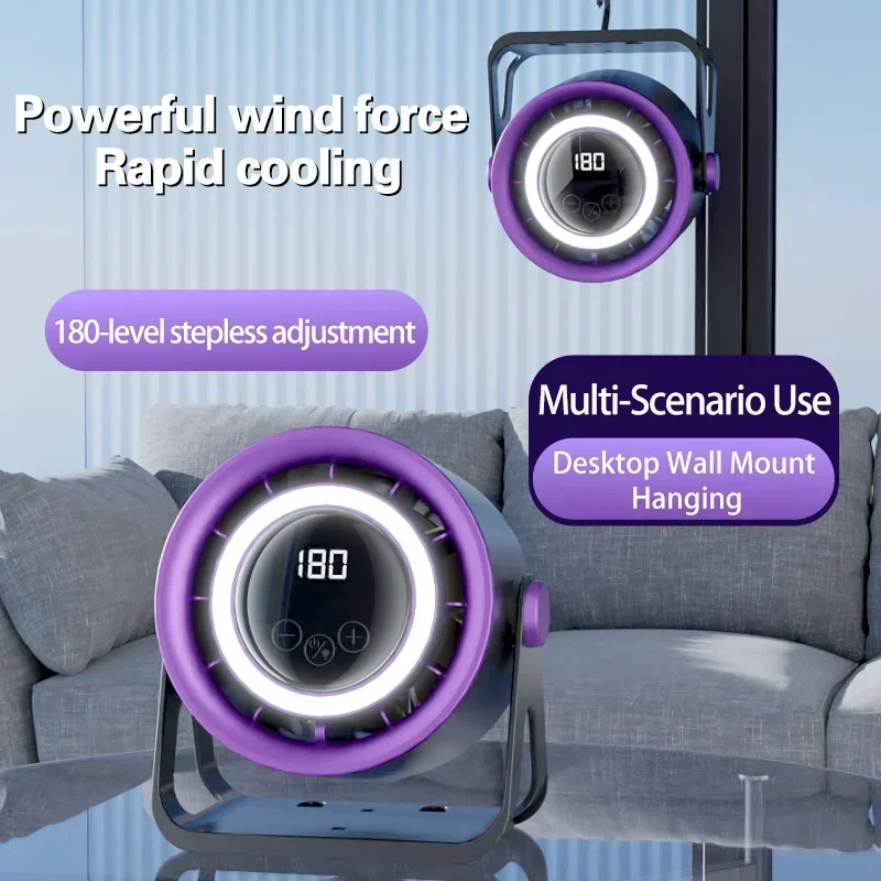 TINSOL Portable Bladeless Electric Fan 180 Speed Infinitely Variable with Ambient Light Tabletop Wall Mount Ceiling Air Cooler