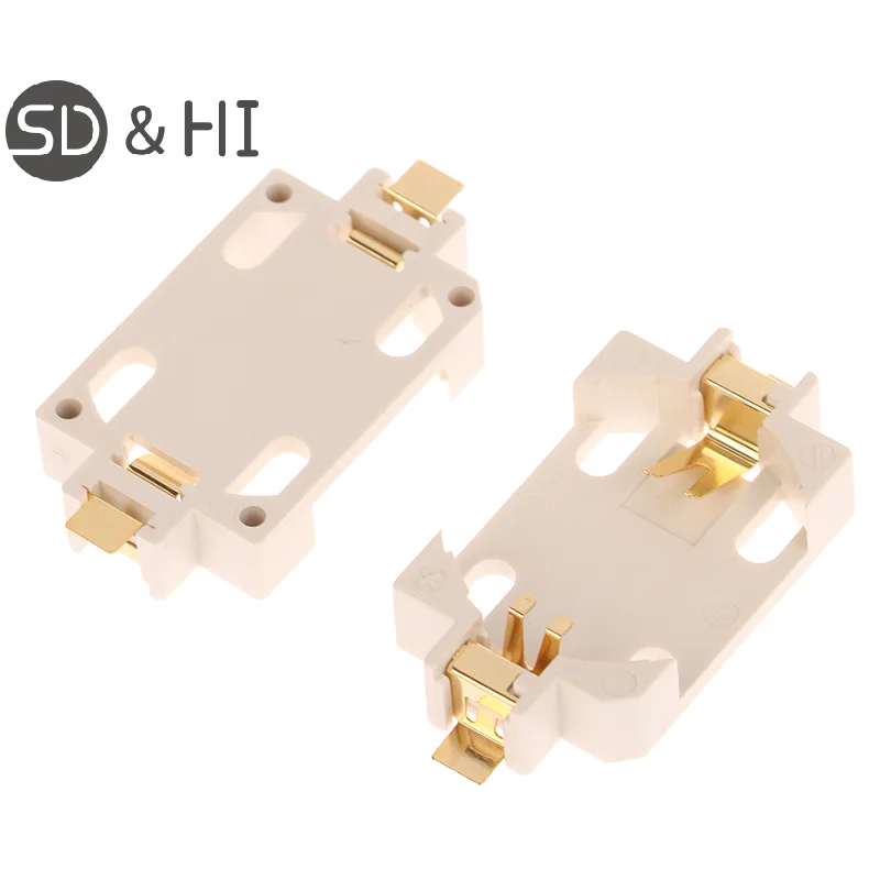 10Pcs DIY Accessories White Housing Gold-Plated Button Battery Holder For CR2032 SMD Socket Cases