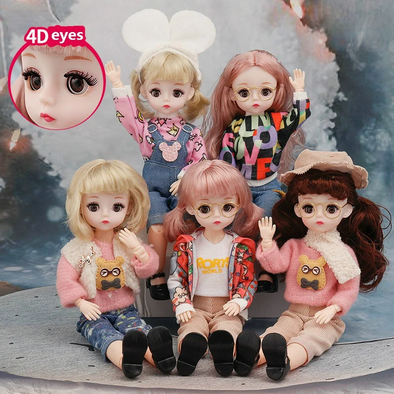 Winking Eyes 1/6 Bjd Doll ( Option B ) or Clothes ( Option  A ) 22 Moveable Joints 30cm DIY Handmade Dolls Kids Toy Girls Doll