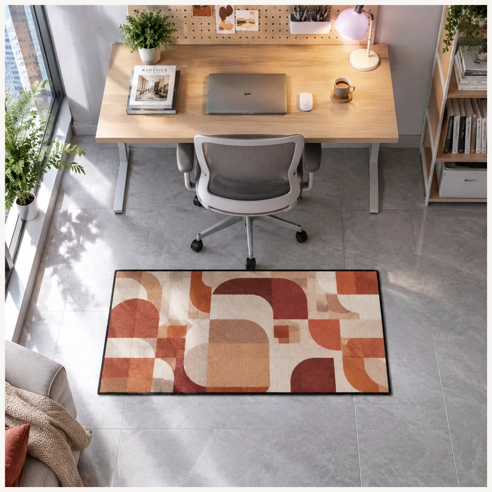 VIKAMA Abstract Mosaic Colour Door Mat, Water Absorbent Non Slip Flannel Rug, Statement Floor Mat for Cloakroom, Hallway