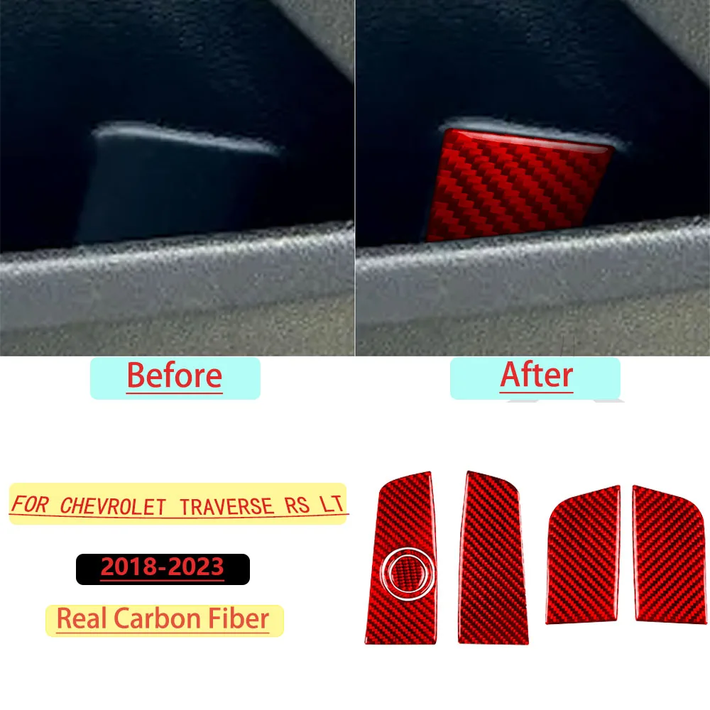 For Chevrolet Traverse RS LT 2018–2023 Car Door panel Frame Trim Real Soft Carbon Fiber Interior Accessories Decoration Stickers