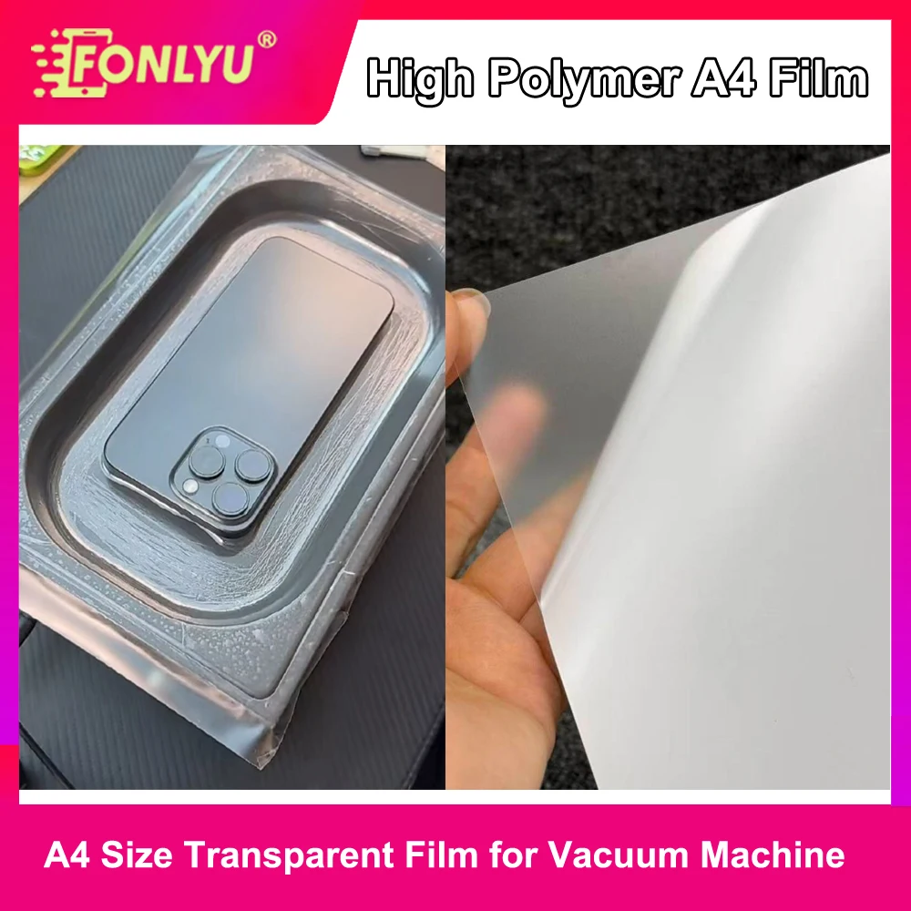 FONLYU 20pcs A4 Size High Polymer Heat Shrink Transparent Film Full Cover Wrapped for iPhone 17 Pro Max Vacuum Envelope Machine