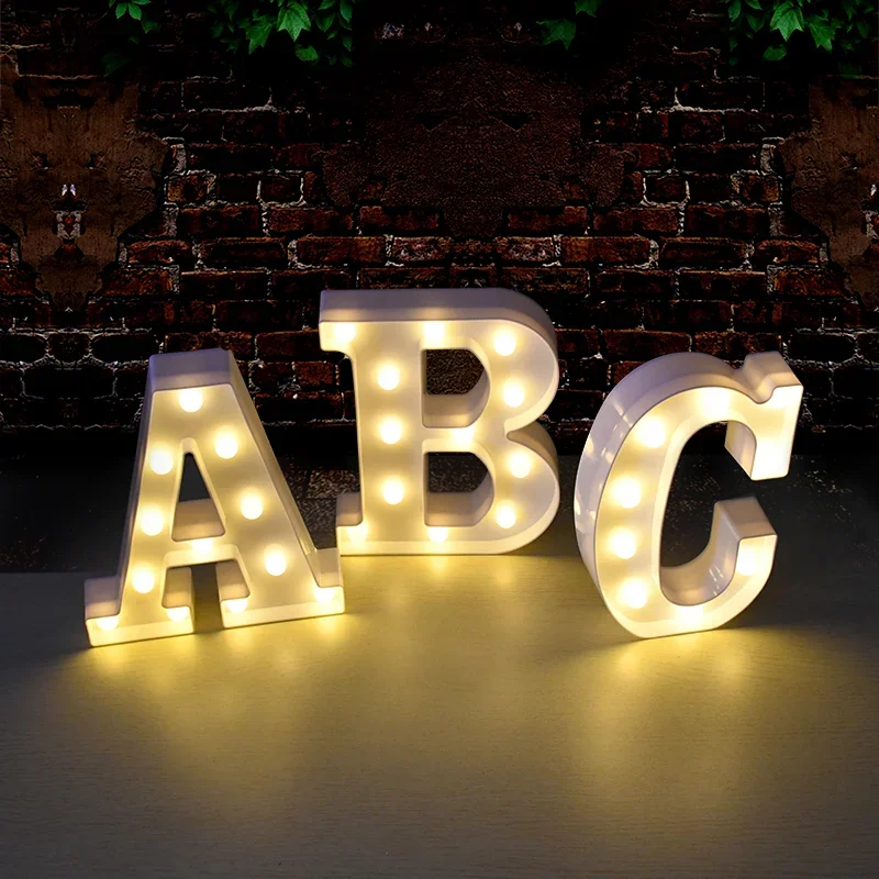 LED Letter Lights DIY Sign Light Up Letters for Night Light Wedding Birthday Proposal Party Christmas Happy Valentine\'s Day